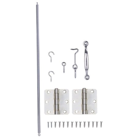 Prosource Hinge Set, Steel, Sliver, Zinc Plated, 22-Piece, For: Wood Screen Doors 41099-U-PS