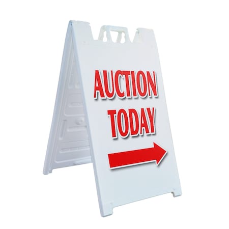 Signmission Auction Today With Arrow, A-Frame & 2 Decals Installed, Heavy-Duty Plastic Frame SBHD-D-2436-Auction Today With Arrow