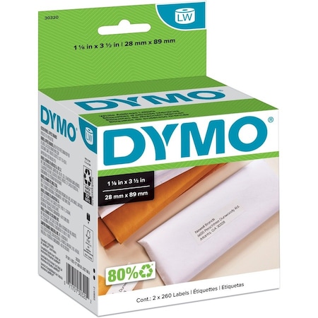 Sanford DYMO LW Address Labels 1 1/8" x 3 1/2" Black on White 30320