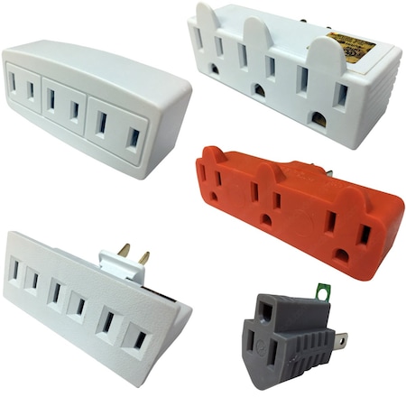 Electriduct Plug Adapter, Wall Tap, 6 Outlet(s) White, 1 PK PE-ED-GA-5503-3PK