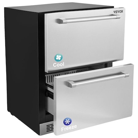 Vevor Undercounter Refrigerator 24" Built-in 2 Drawer Refrigerator Fridge SUS BCD-145WD
