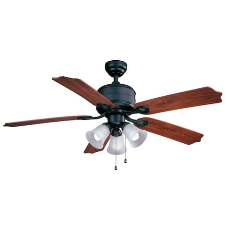 Boston Harbor Ceiling Fan, 5-Blade, Natural Iron Housing, 52 in Sweep, MDF Blade, 3-Speed AC362+3L-NI-3L