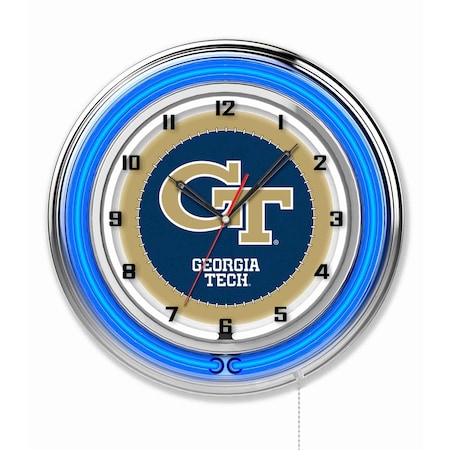 Holland Bar Stool Co Georgia Tech Double Neon 19" Clock Clk19GATech
