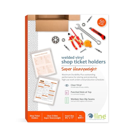 C-Line Products Shop Ticket Holder, Clear, 8.5 x 11", PK50 80911