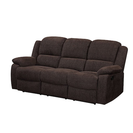 Homeroots 79" Brown Chenille Reclining Sofa With Black Legs 491323