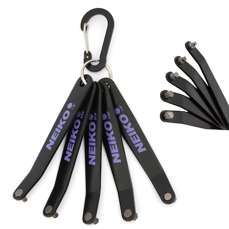 Neiko Ultra Low Profile Offset Screwdriver Hex Set, 5 Pc, SAE, 10mm Bit Depth, Allen Wrench Keychain 01320A