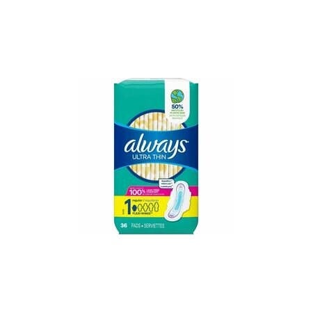 P&G Always Flexi-Wing Ultra Thin Pads, Size 1, Regular, Anti-leak, Comfortable, Absorbent, 6PK 8322