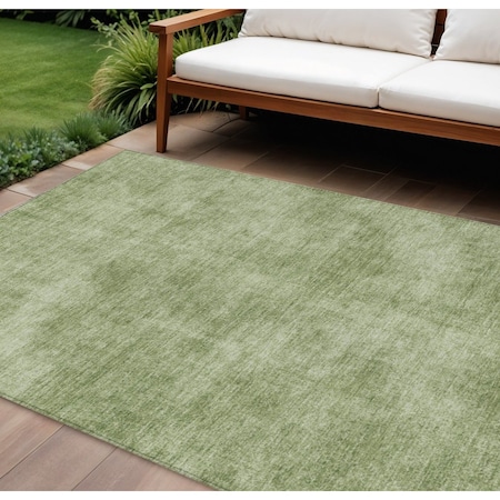 Homeroots 8' X 10' Green Washable Indoor Outdoor Area Rug 598821