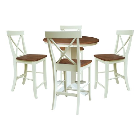Whitewood Industries Rectangular Fixed Top Table W/ 4 Counter Height Stools, 36 in W, 35.9 in L, 36 in H, Parawood, 5 K79-36RT-23B-S6132-4