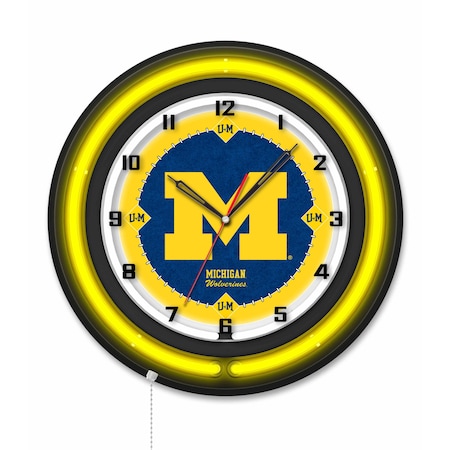 Holland Bar Stool University of Michigan 19 Double Neon Wall Clock Clk19BK