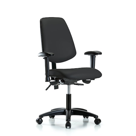 Blue Ridge Ergonomics Desk Chair Adjustable Arms, 18" to 23" Height, Vinyl, Black BR-VDHCH-MB-RG-T1-A1-RC-8540