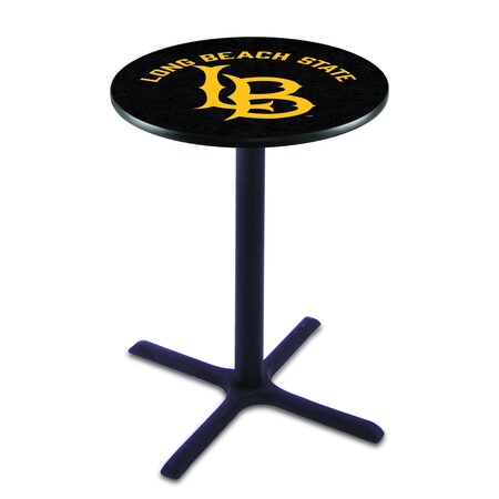 Holland Bar Stool Co 36" Blk Wrinkle Long Beach State University Pub Table, 36" dia. Top L211B3636LBStUn