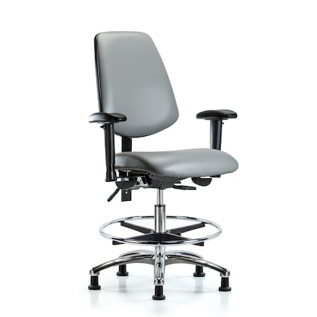 Blue Ridge Ergonomics Vinyl Chair, Vinyl, Adjustable Arms BR-VMBCH-MB-CR-T0-A1-CF-RG-8840