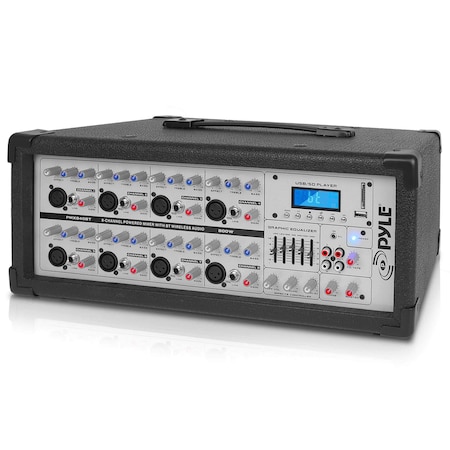 Pyle Pyle 800W Bluetooth Stage Powered Mixer, 8-Channel Pro Audio, MP3/USB/SD Readers, Digital LCD Display PMX840BT