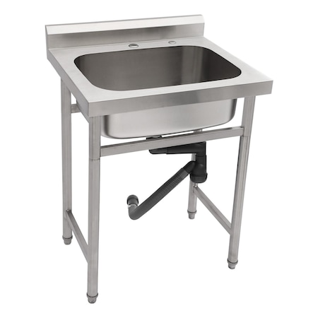 Wrightmaster 21.7 in. Freestanding Stainless Steel 1 Compartment Kitchen Sink with Drain Pipe, Adjustable Feet ZOR-Y2522R1-S