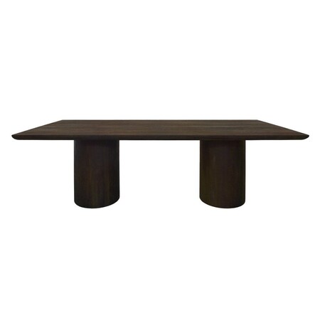 Homeroots 96" Dark Brown Solid Wood Double Pedestal Base Dining Table 611872