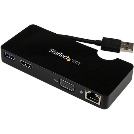 Startech.Com Universal USB 3.0 Laptop Mini Docking Station w/ HDMI or VGA, Gigabit Ethernet, USB 3.0 USB3SMDOCKHV