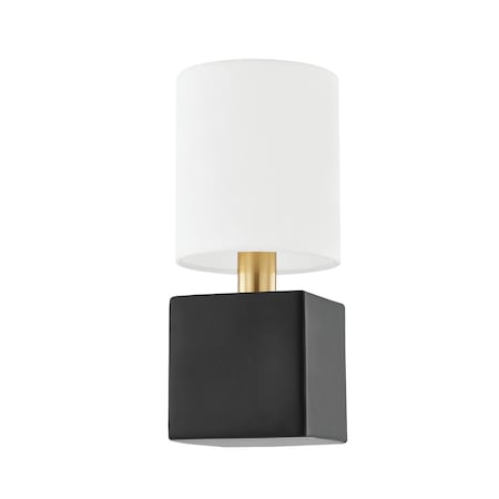 Mitzi Joey 1 Light Wall Sconce 36 In. Aged Brass/Ceramic Satin Black H627101-AGB/CSB