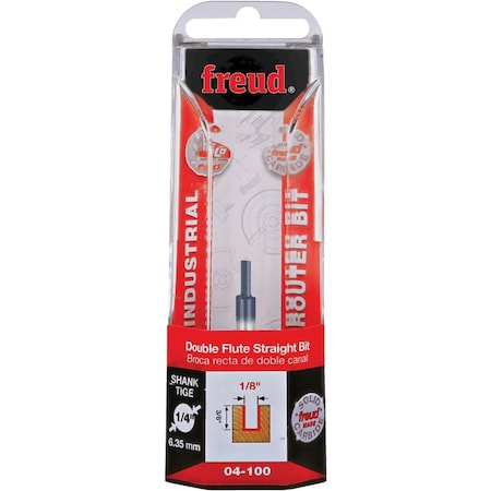 Freud 1/8'' x 3/8'' Double Flute Straight Router Bit 04-100