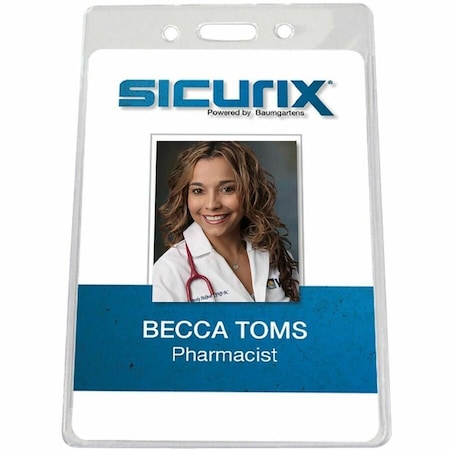 Baumgartens ID Badge Holder, Vertical, 2-5/8" x 3-7/8", Clear, 50/Pack 67880