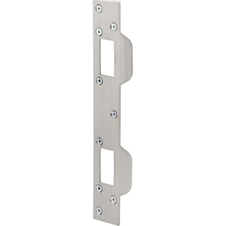 Defender Security Deadbolt Strike Plate, 6 in L, 1-5/8 in W, Steel, Satin Nickel U 10385