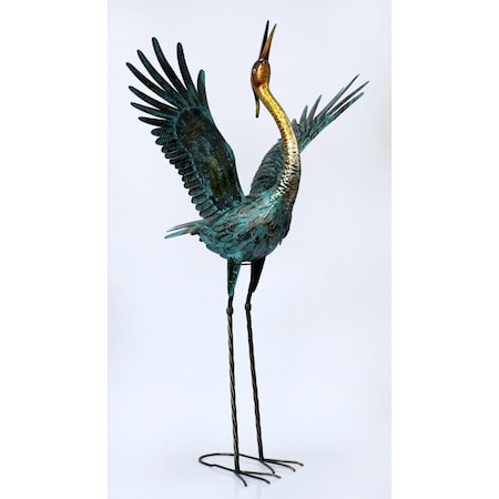 Espectaculo AI-GG9505-Q01 Heron Looking Up with Raised Wings Metal Garden Sculpture, Multi Color ES3603699