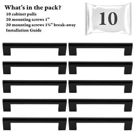 Designperfect 5 1/16'' Center-to-Center Bar Pull, 10PK DPA10S104BLK