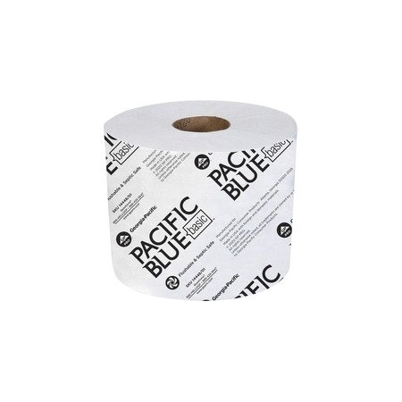 Pacific Blue Basic Standard Roll Toilet Paper, 1 Ply, 3.90in W x 4in L, 1500 Sheets/Roll, White, 48 /, 48PK 14448/01