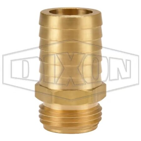 Dixon Standard Shank Garden Hose Fitting, 3/4-11-1/2 x 1 in Nominal, Male Garden Hose Thread x Hose Barb E 5901612C