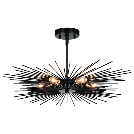 Vaxcel Nikko 24-in W Black Mid-Century Modern Semi Flush Mount Ceiling Light C0256