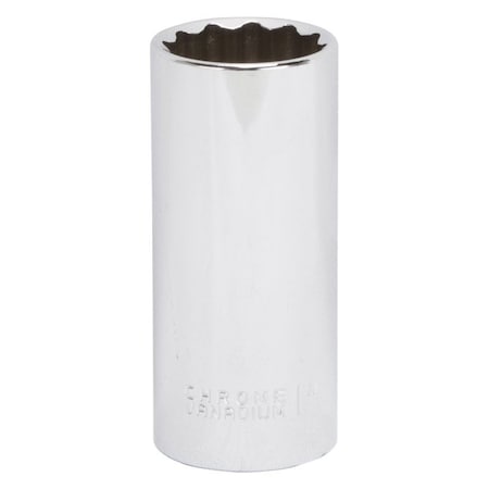 Vulcan Drive Socket, 1 in Socket, 1/2 in Drive, 12-Point, Chrome Vanadium Steel, Chrome, MT6528632 MT6528632
