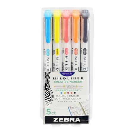 Zebra Pen Mildliner Double Ended Highlighter Refresh Asst 5 Pack 78505