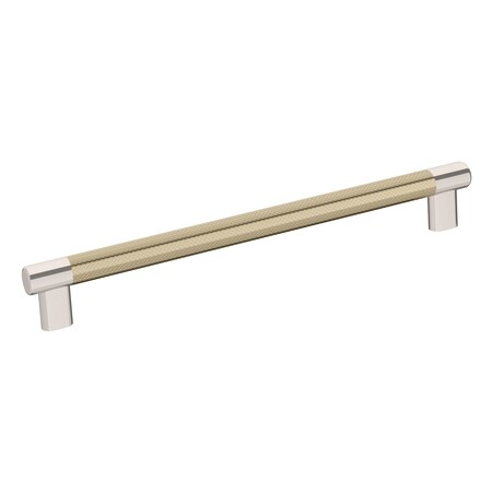 Amerock Esquire 10-1/16 in 256 mm Center-to-Center Polished Nickel/Golden Champagne Cabinet Pull BP36560PNBBZ