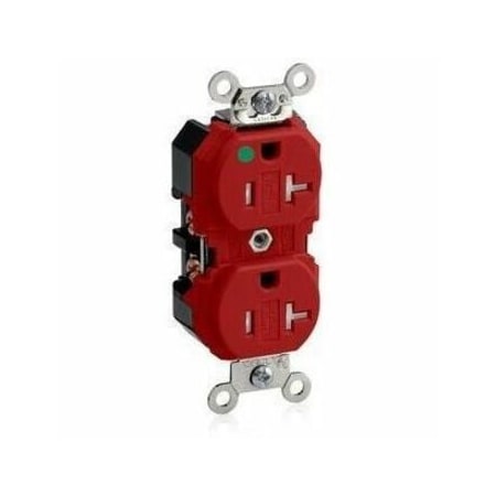 Leviton Receptacle, 20 A, 125V AC, Red, Nylon 8300-SGR
