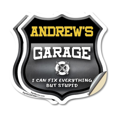 Signmission Andrew's Garage I Can Fix Everything But Stupid, 4 inch X 4 inch, Vinyl Decal, 2PK SHI-D-2PACK-4-490-ANDREW