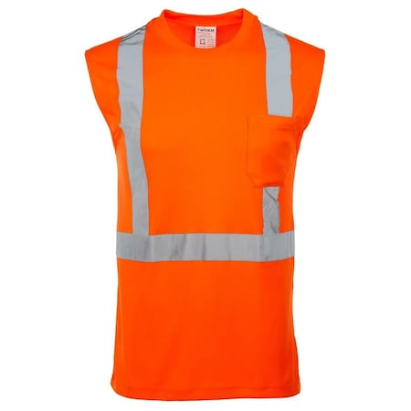 J. J. Keller & Associates High Visibility T Shirt for Men, Sleeveless, ANSI Class 2 Type R, Orange, 4XL, SAFEGEAR 65144