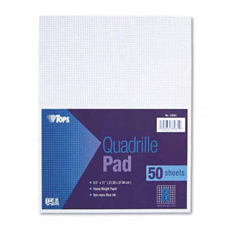 Tops Quadrille Pads Eight Squares Per inch 81/2 x 11 White 50 Sheets/Pad 33081