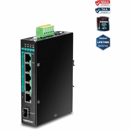Trendnet 6-PORT HARDENED INDUSTRIAL GIGABIT POE+ LAYER 2 MANAGED DIN-RAIL SWITCH TI-PG541I