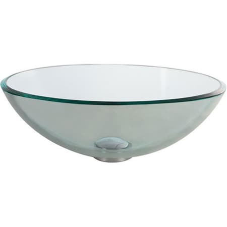 Manmade 16.5 Clear Glass Vessel Sink with PopUp Drain and Mounting Ring MA650949
