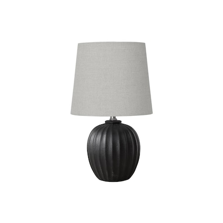 Monarch Specialties Lighting, 19"h, Table Lamp, Black Resin, Grey Shade, Transitional I 9868