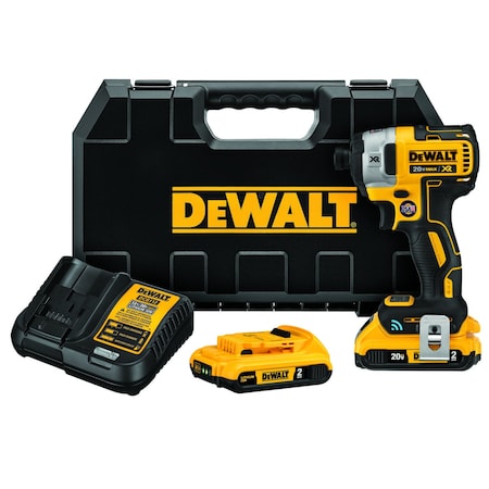 Dewalt 20V MAX* TOOL CONNECT XR BRUSHLESS CORDLESS IMPACT DRIVER KIT, .25 STRAIGHT DCF888D2