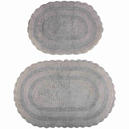 Lavish Home Reversible Bathroom Rug Set, Gray, 2-Pieces, 32 inx20 in/24 inx17 in ST-BATH6-OG