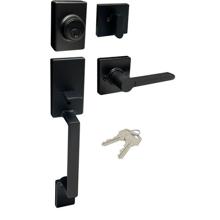Prosource Handleset with Deadbolt, Lever, LS3, Matte Black HPX9S3BSR4H24
