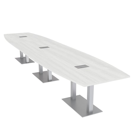 Skutchi Designs Boat Conference Table With Power, 48 in W, 192 in L, White HAR-BOT-48x192-DOU-WA7976-ESIL