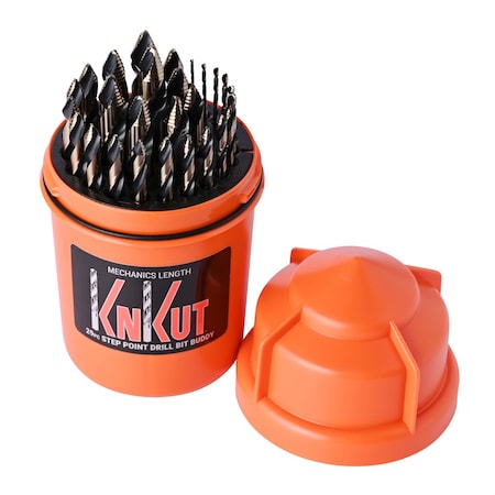 Knkut 29 Piece Drill Buddy Mechanics Length Step Point Drill Bit Set 1/16 In.-1/2 In. By 64Ths 29KK10DB