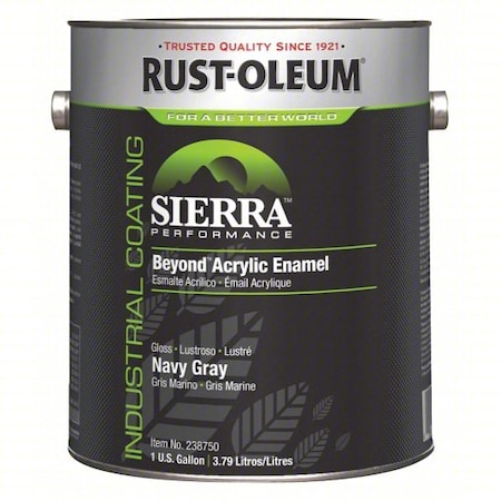 Rust-Oleum Interior/Exterior Paint, Glossy, Water Base, Navy Gray, 1 gal 238750