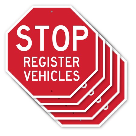 Signmission Stop Register Vehicles, 10 inch X 10 inch, Aluminum Metal Signs, 5PK OC-A-5Pack-10-294