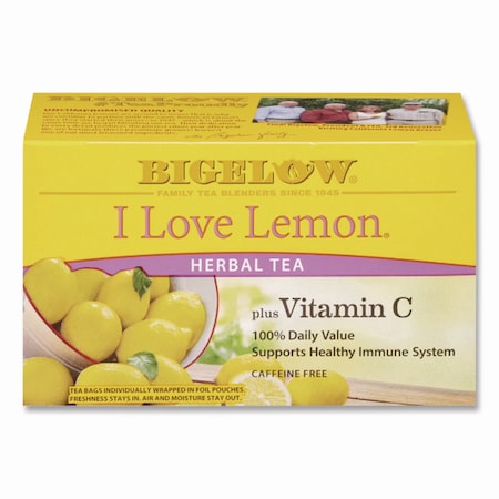 Bigelow I Love Lemon Herbal Tea, 0.06 oz Tea Bag, 28PK RCB003991