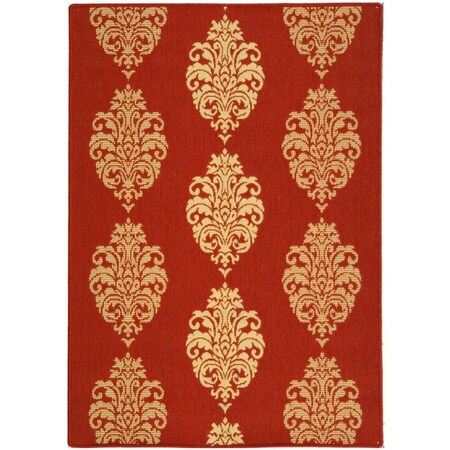Safavieh 2 Ft. -4 In. X 9 Ft. -11 In. Runner Indoor-Outdoor Courtyard- Red And Natural- Machine Made Rug CY2720-3707-210