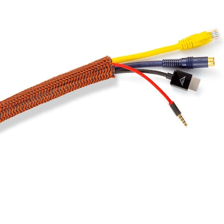 Maximm 6ft 1/2" Split Wire Loom Cable Protector, Black/Orange SCW-6FT-.50-BO-1PK